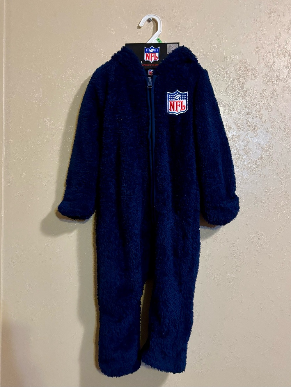 NEW NFL toddlers Teddy Fleece Logo Zip Up Union Suit sz 18m